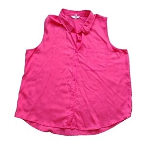 NWT 100% Lyocell Sleeveless Button-Up Shirt Size XXL 20 Pink Elevated Casual